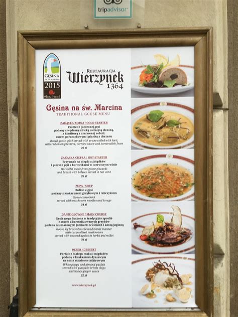 wierzynek menu ceny|Wierzynek, Kraków